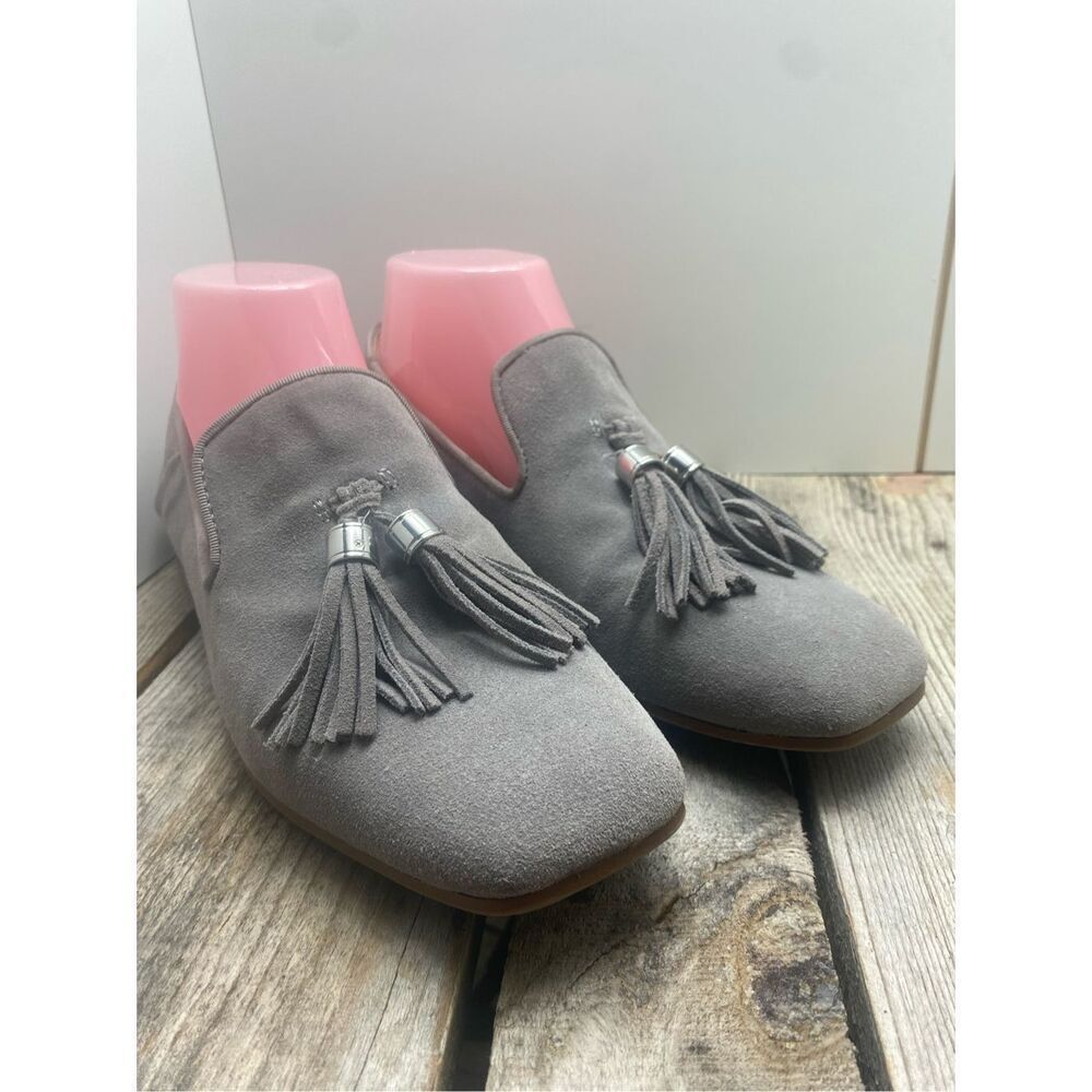 Franco Sarto Gray Suede Tassel Loafers Women’s Size 8.5M Slip On Flats Comfort